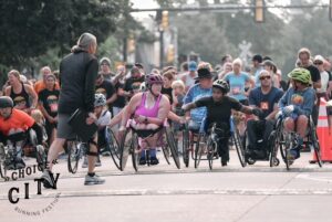 Starting line of wheelchair race